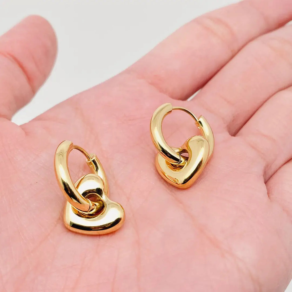 Gold Heart Huggie Earrings