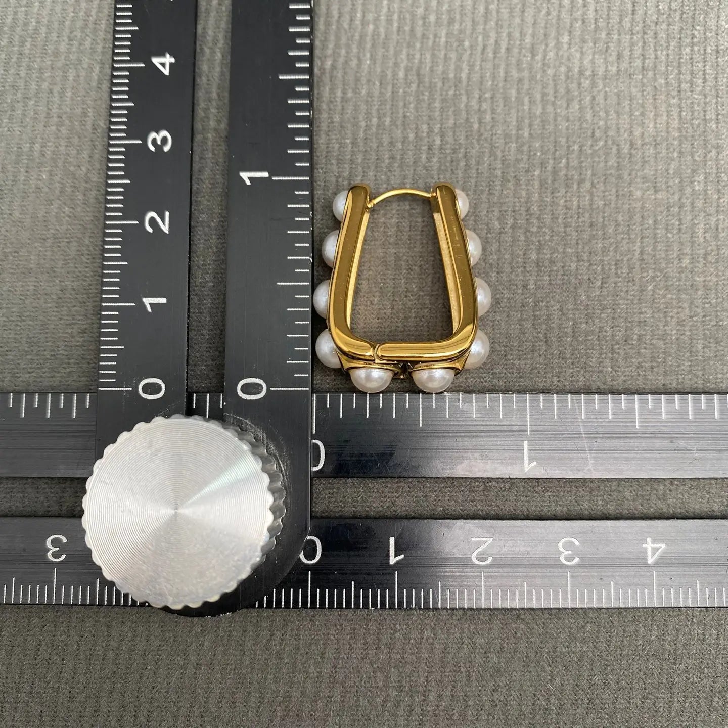 Pearl Row Gold Huggie Earrings
