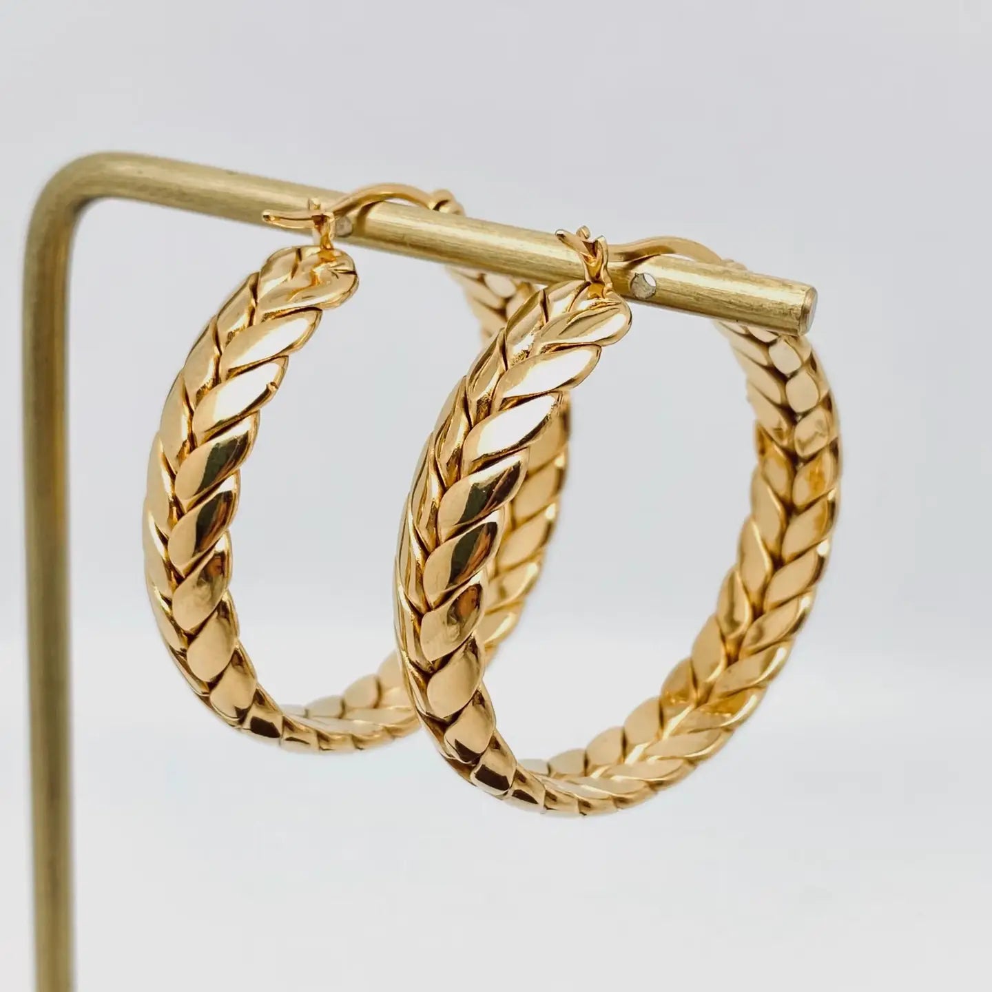 Woven Wheat Hoop Earrings