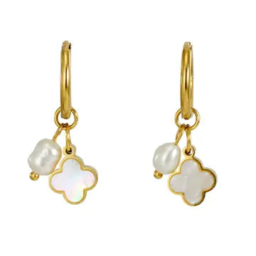 18K Gold Clover Earrings