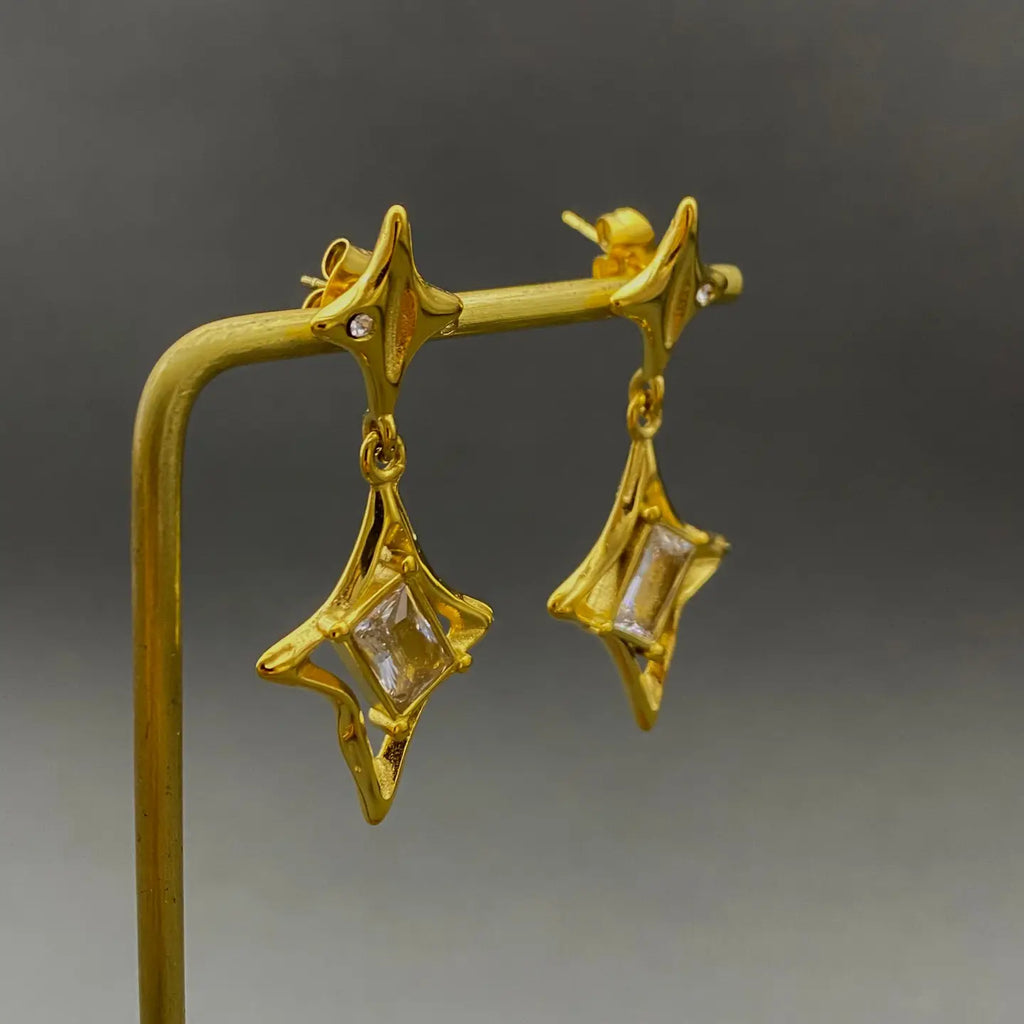 Four-Point Star Drop Earrings