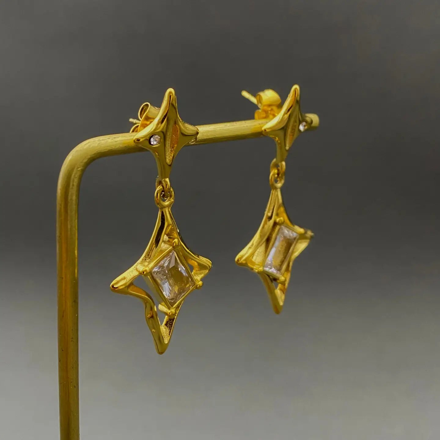 Four-Point Star Drop Earrings
