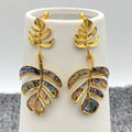 Tropical Leaf Shell Drop Earrings