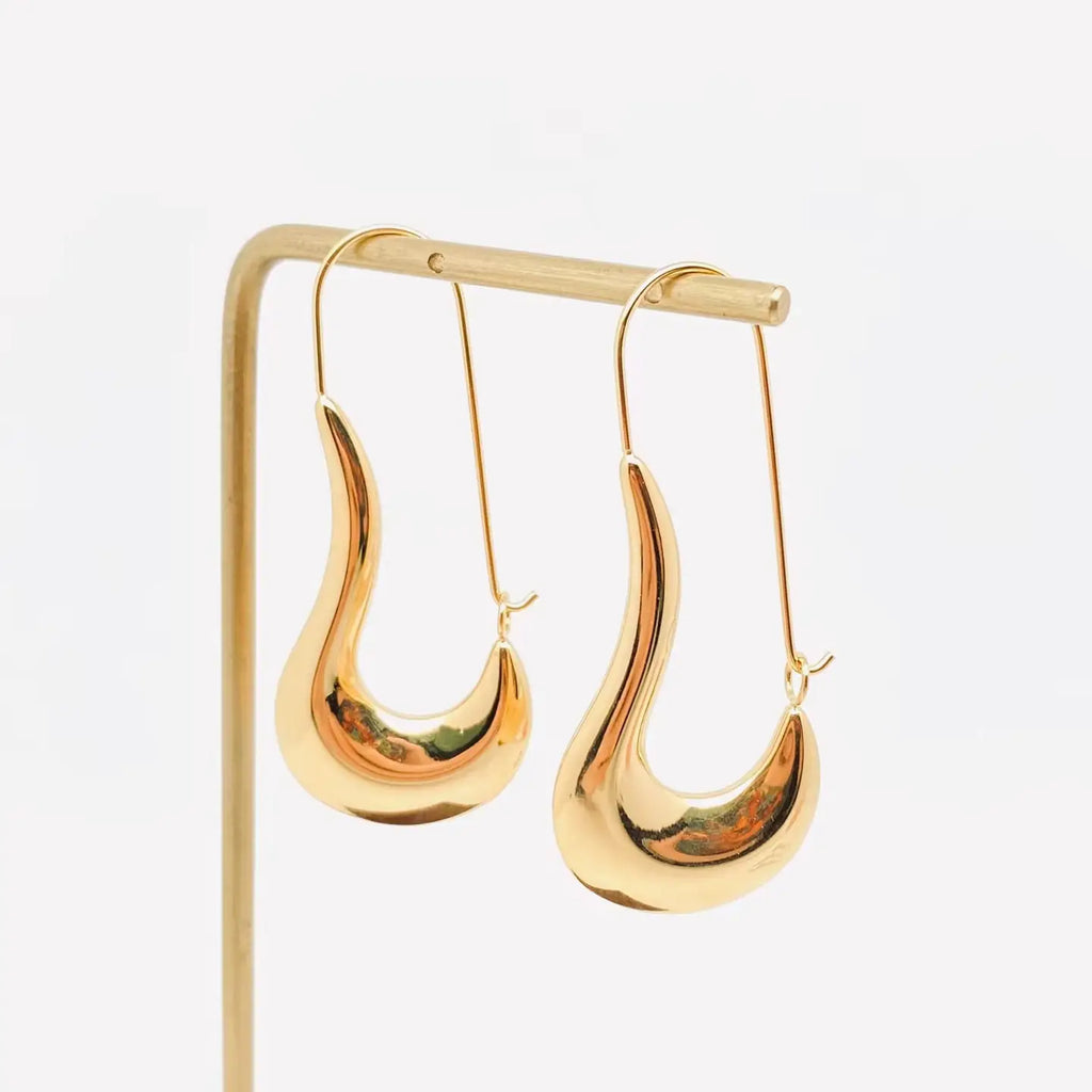 Textured Gold Crescent Hoops