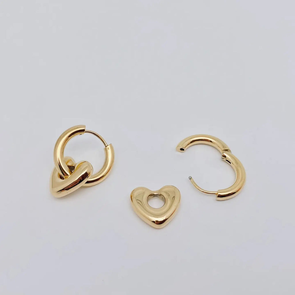 Gold Heart Huggie Earrings
