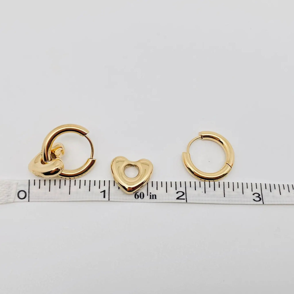 Gold Heart Huggie Earrings