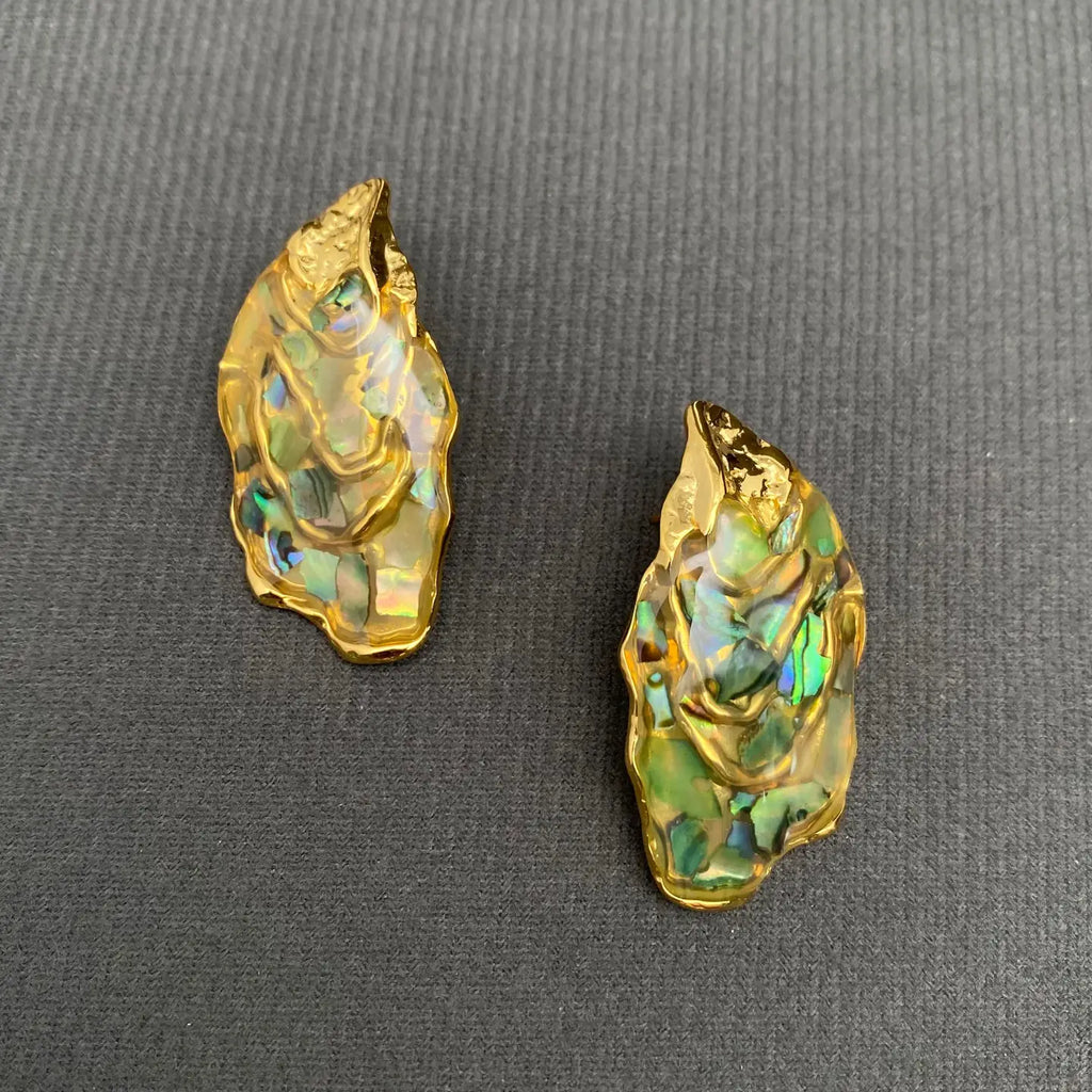 Abalone Shell Statement Drop Earrings