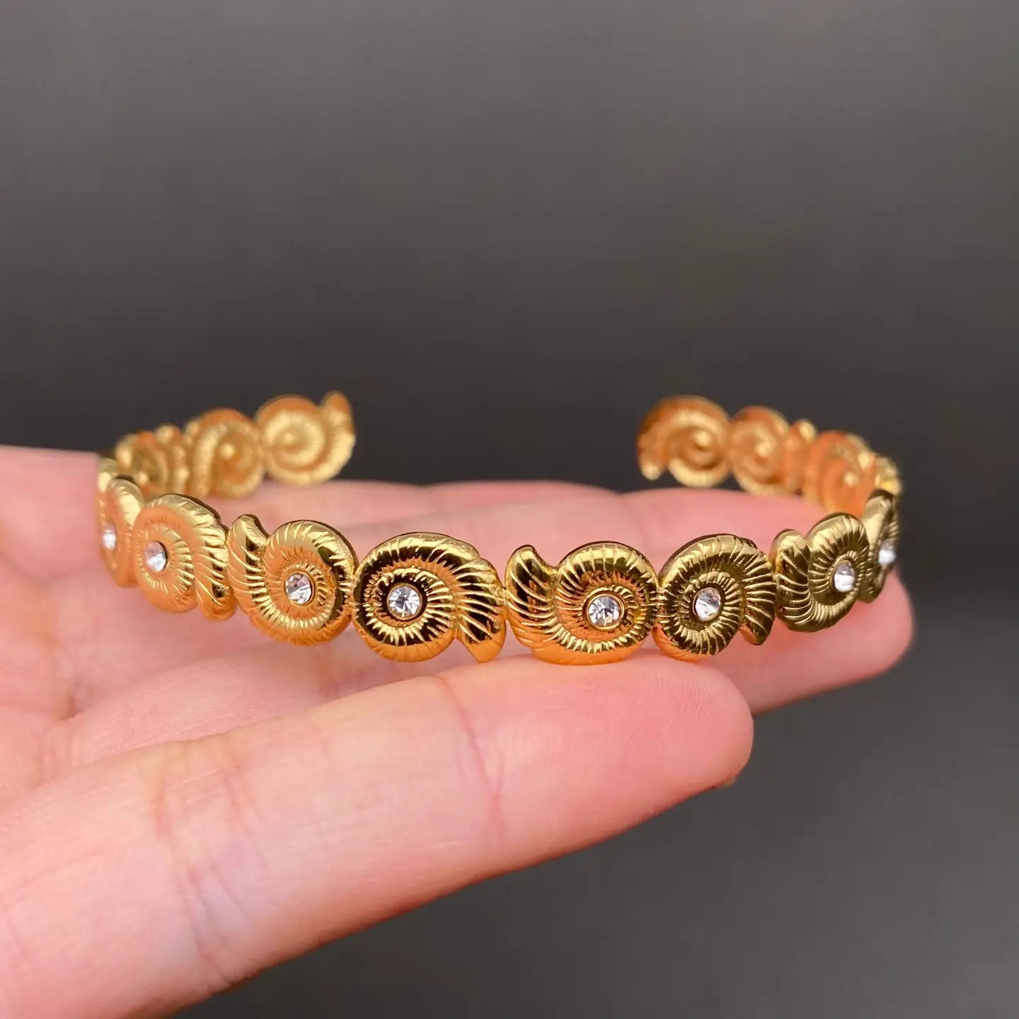 Zircon Conch Sculptural Cuff