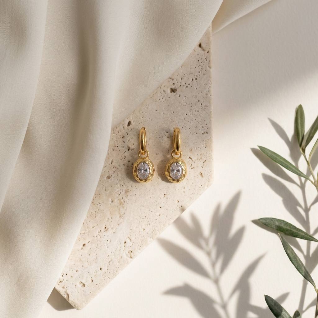 Zircon Drop Huggie Earrings
