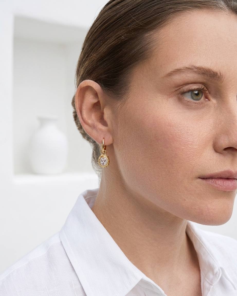 Zircon Drop Huggie Earrings