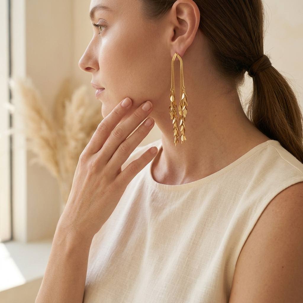 Cascading Leaf Fringe Earrings