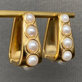 Pearl Row Gold Huggie Earrings