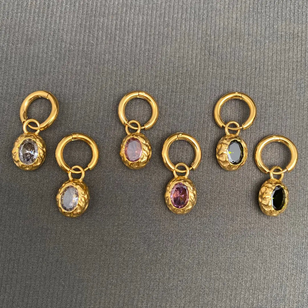 Zircon Drop Huggie Earrings