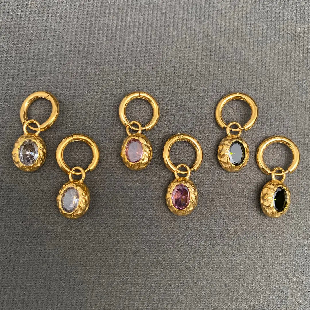 Zircon Drop Huggie Earrings