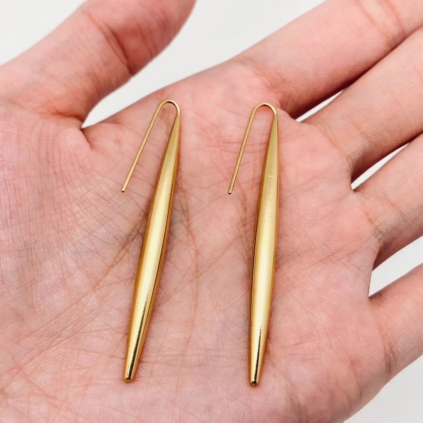 Minimalist Gold Needle Drop Earrings