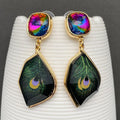 Peacock Feather Dangle Earrings