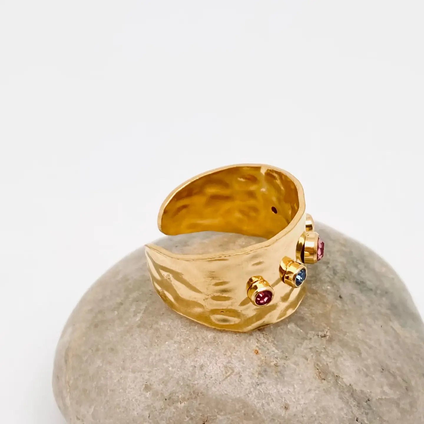 Colored Zircon Wide Band Ring