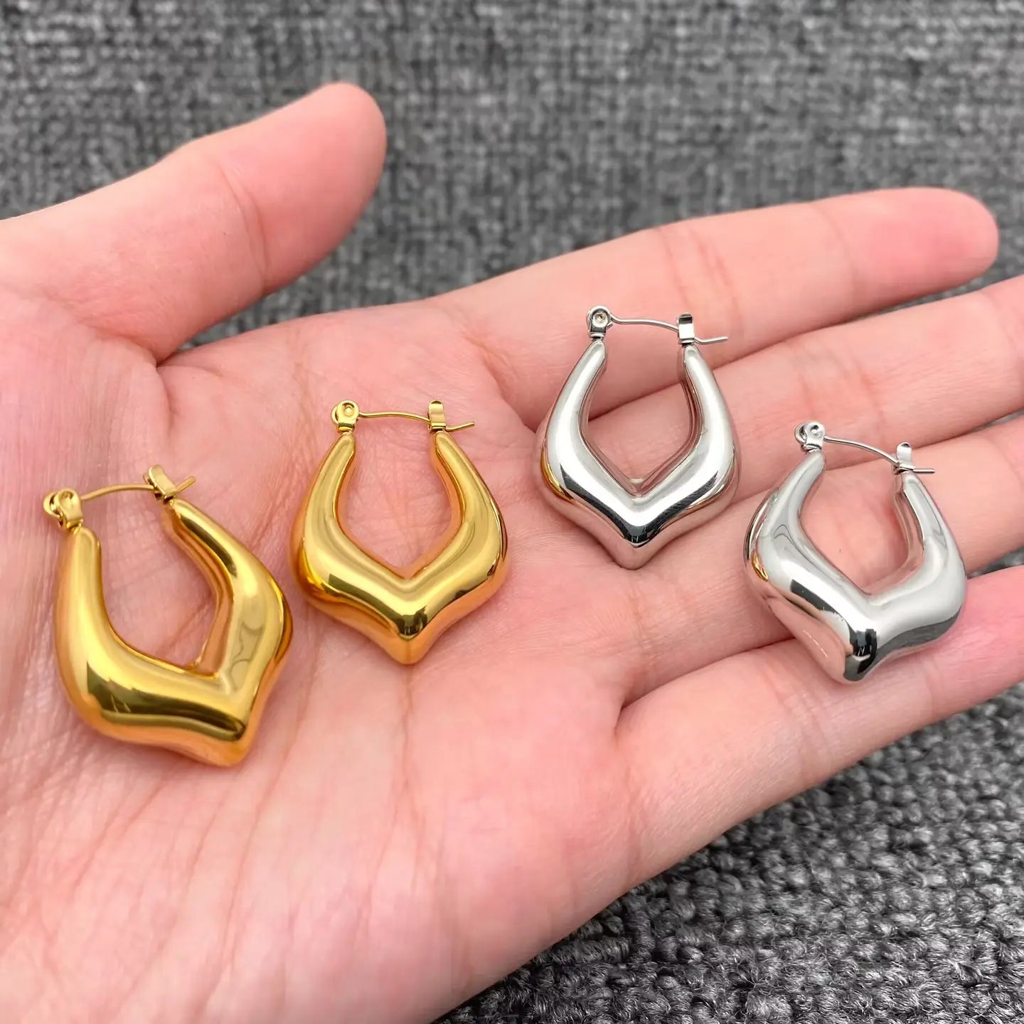 Sculptural Geometric Hoops