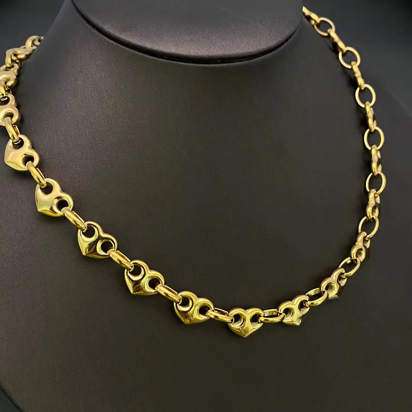 Gold Heart Link Chain Necklace