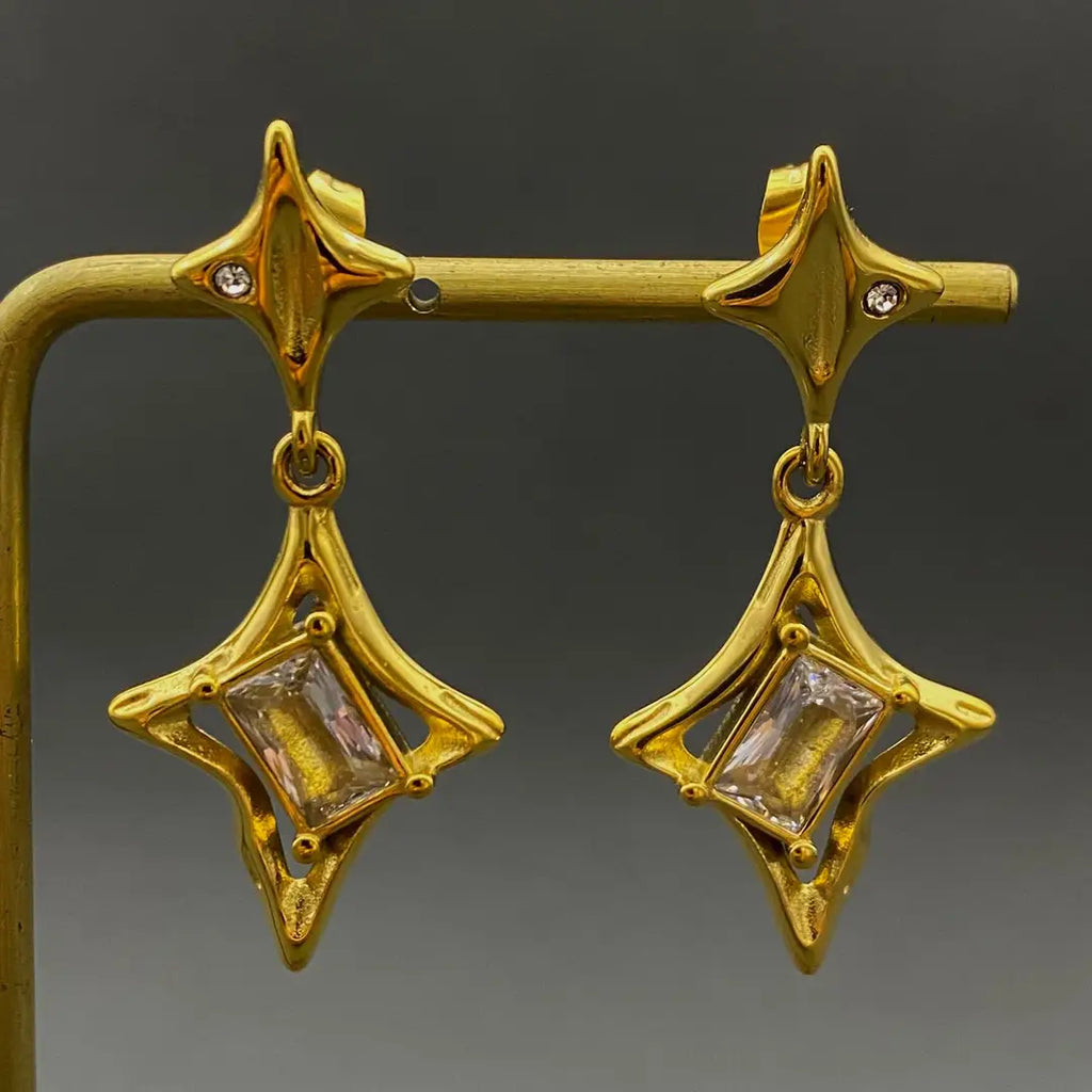 Four-Point Star Drop Earrings