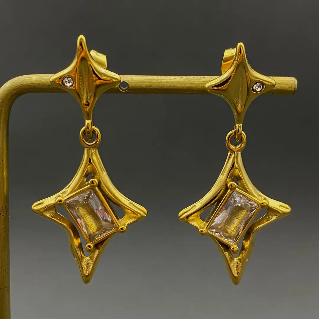 Four-Point Star Drop Earrings