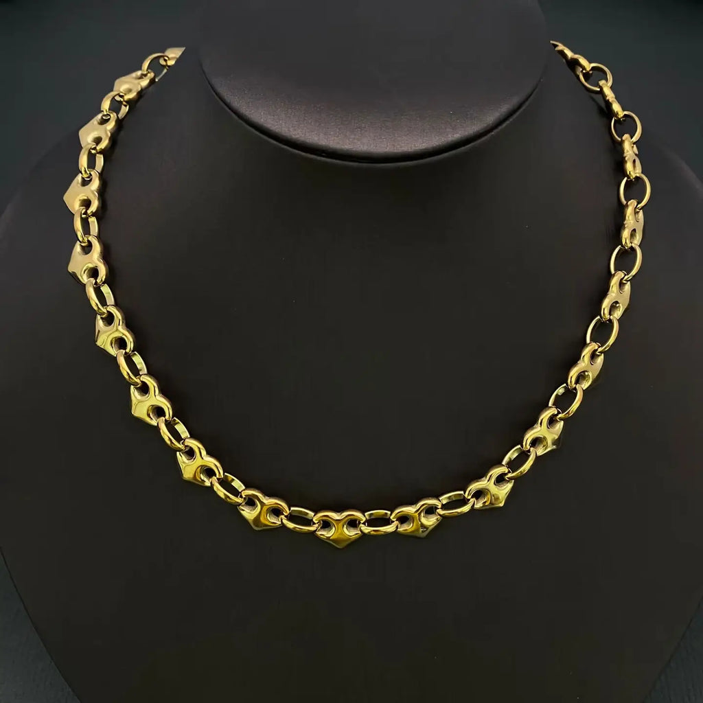 Gold Heart Link Chain Necklace