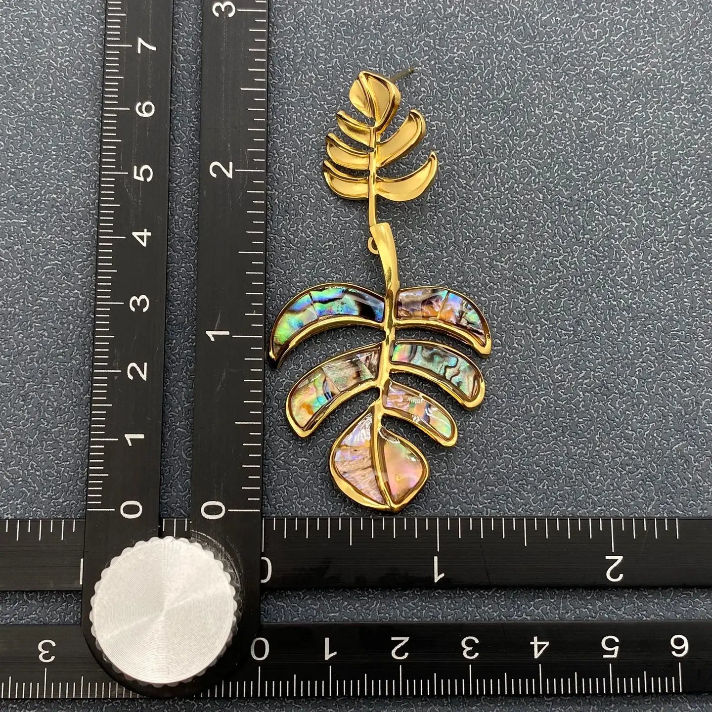 Tropical Leaf Shell Drop Earrings