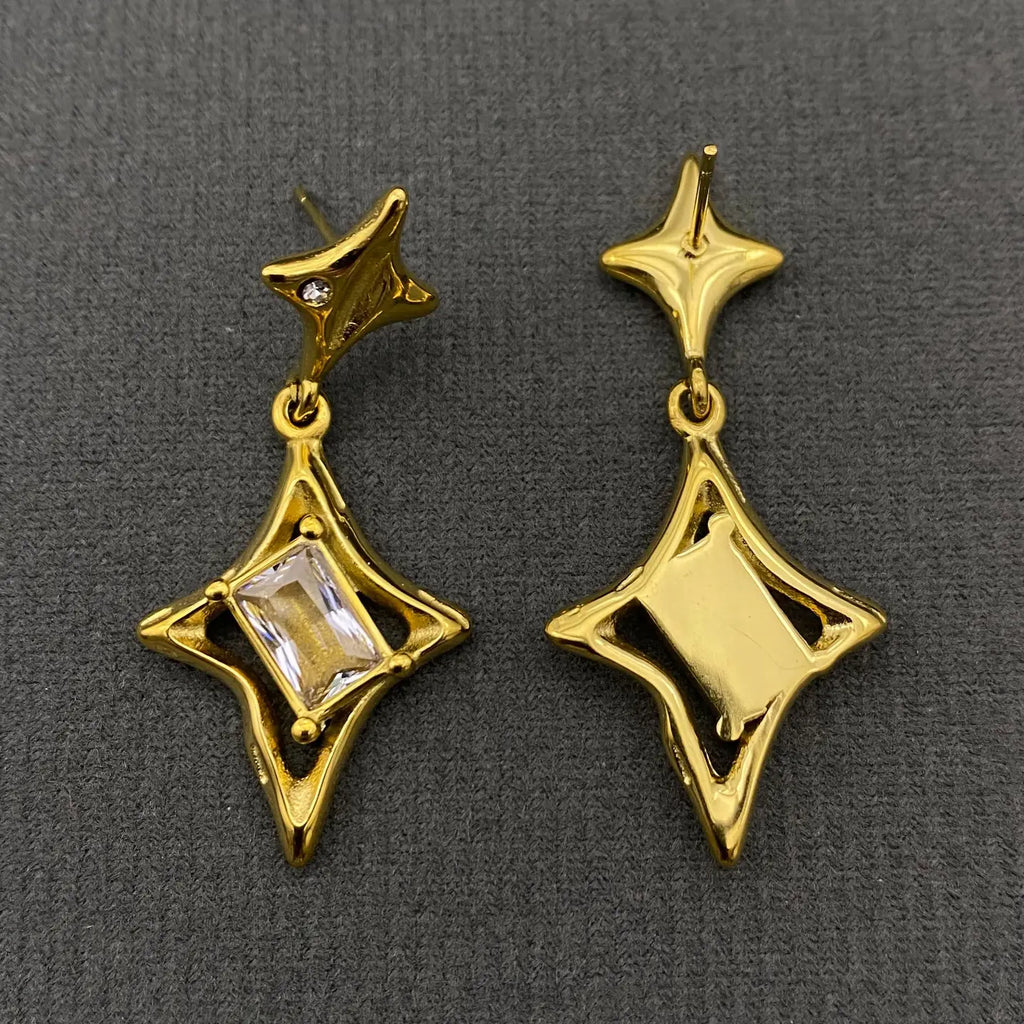 Four-Point Star Drop Earrings