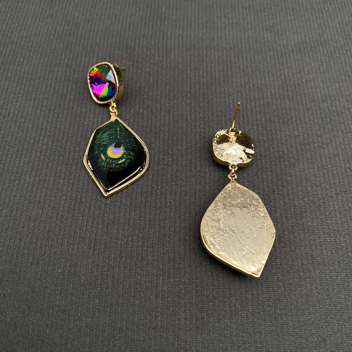 Peacock Feather Dangle Earrings