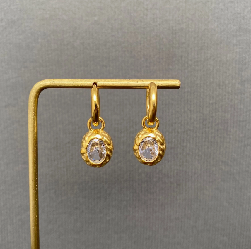 Zircon Drop Huggie Earrings