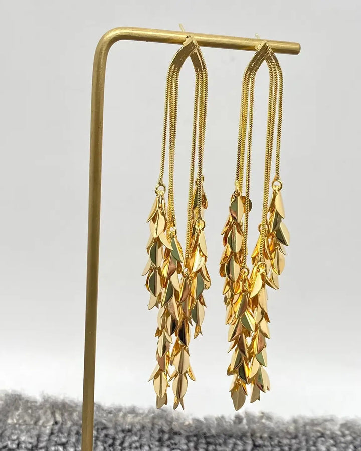 Cascading Leaf Fringe Earrings