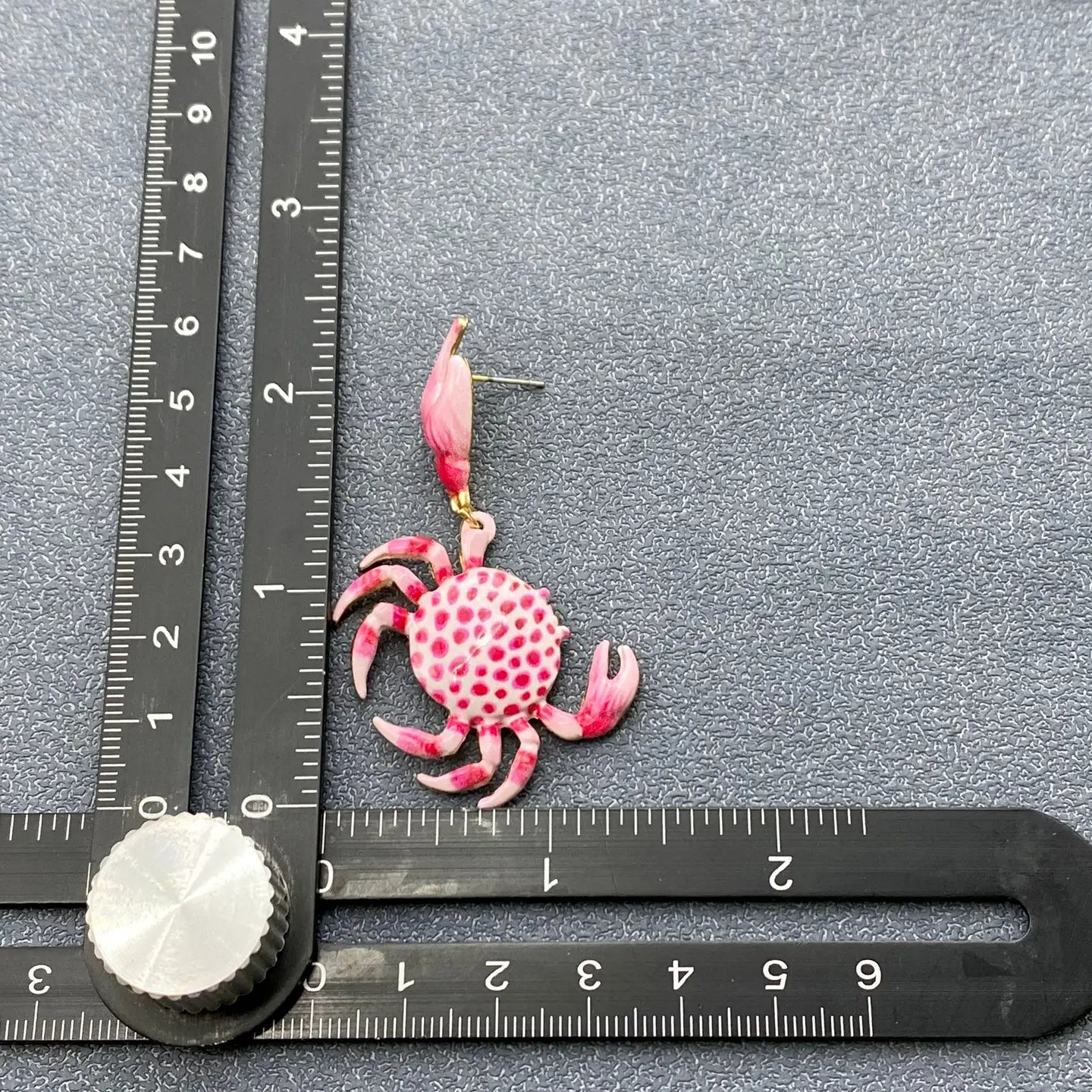Pink Enamel Crab Stud Earrings