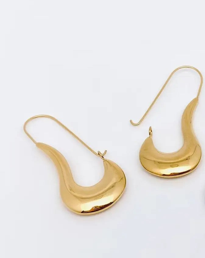 Textured Gold Crescent Hoops