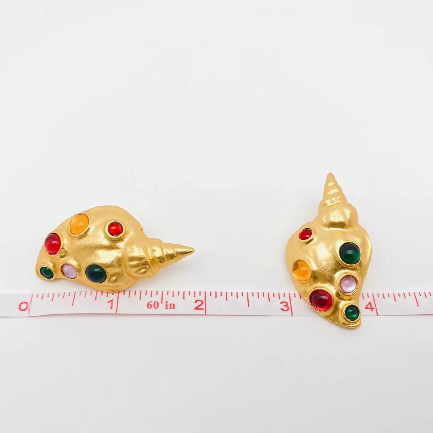 Golden Conch Charm Earrings