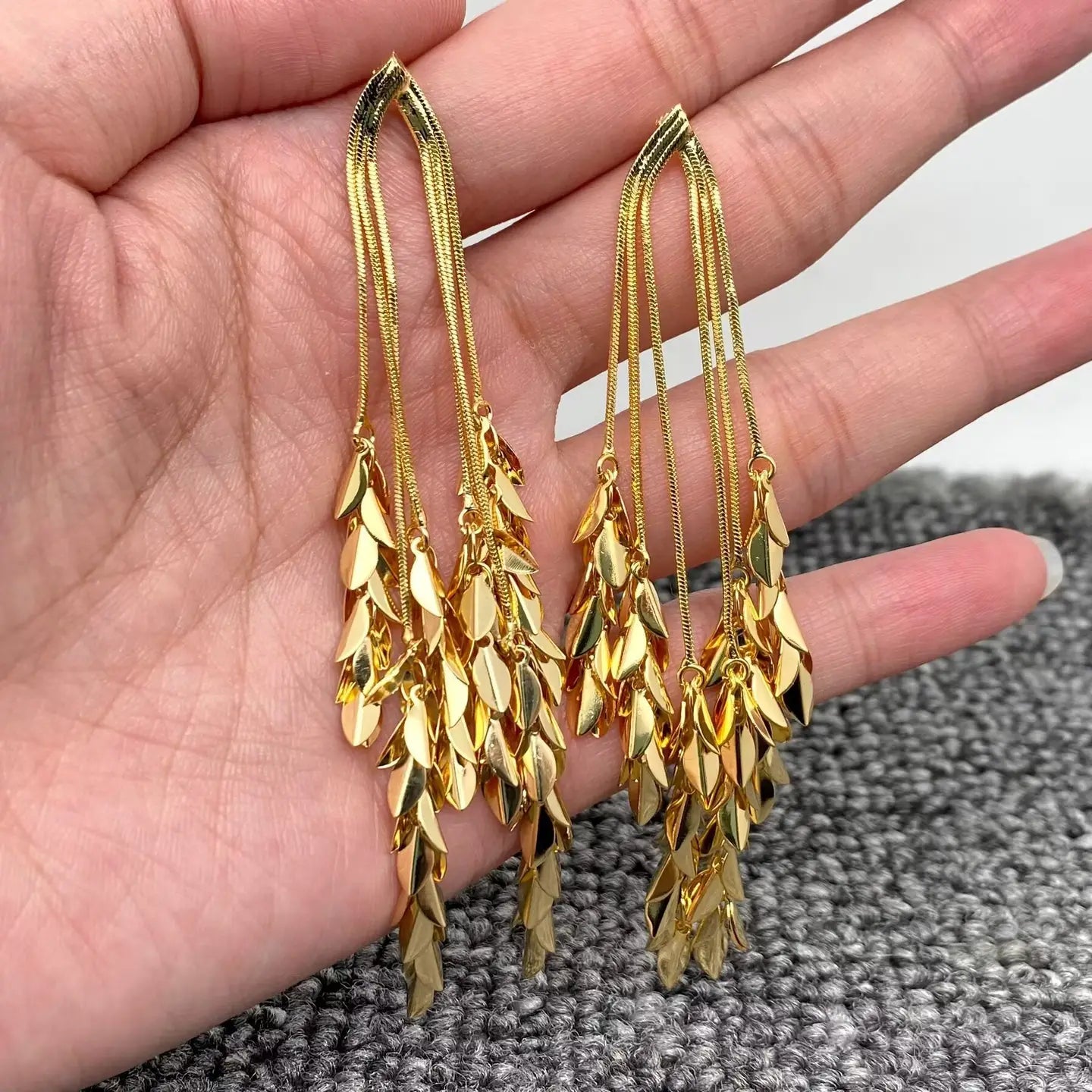 Cascading Leaf Fringe Earrings
