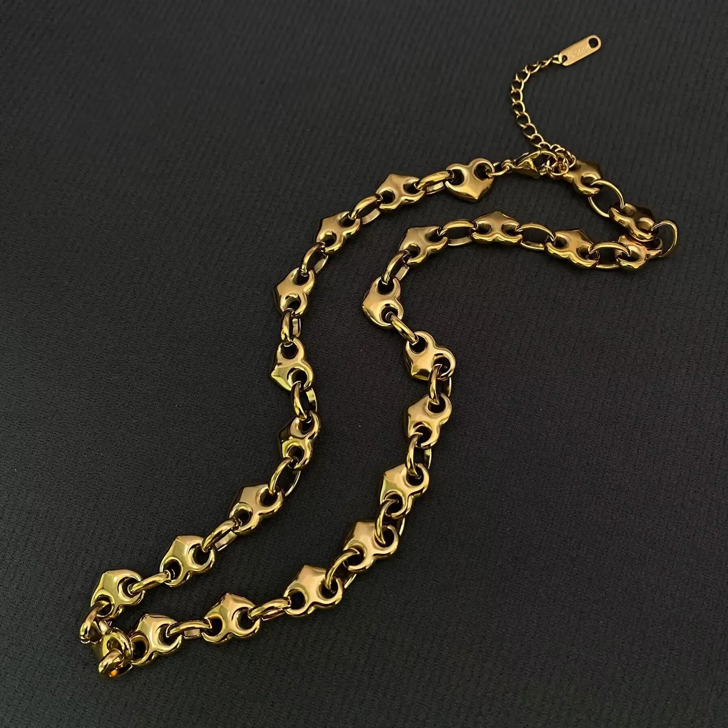 Gold Heart Link Chain Necklace