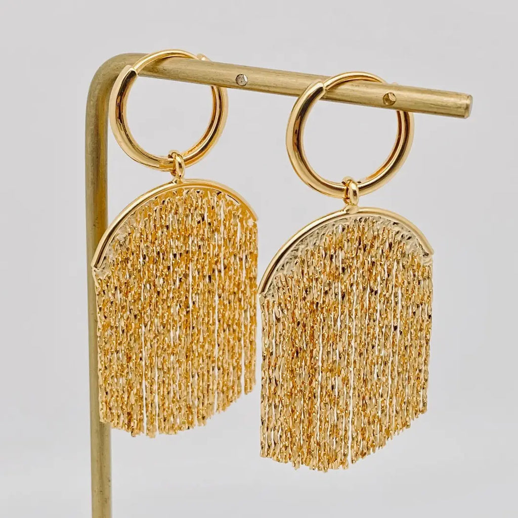 Gold Tassel Fringe Huggies