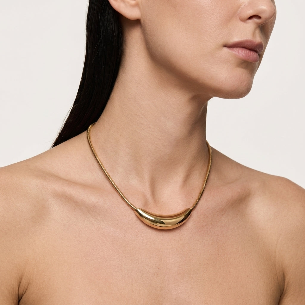 Sculptural Gold Choker Necklace
