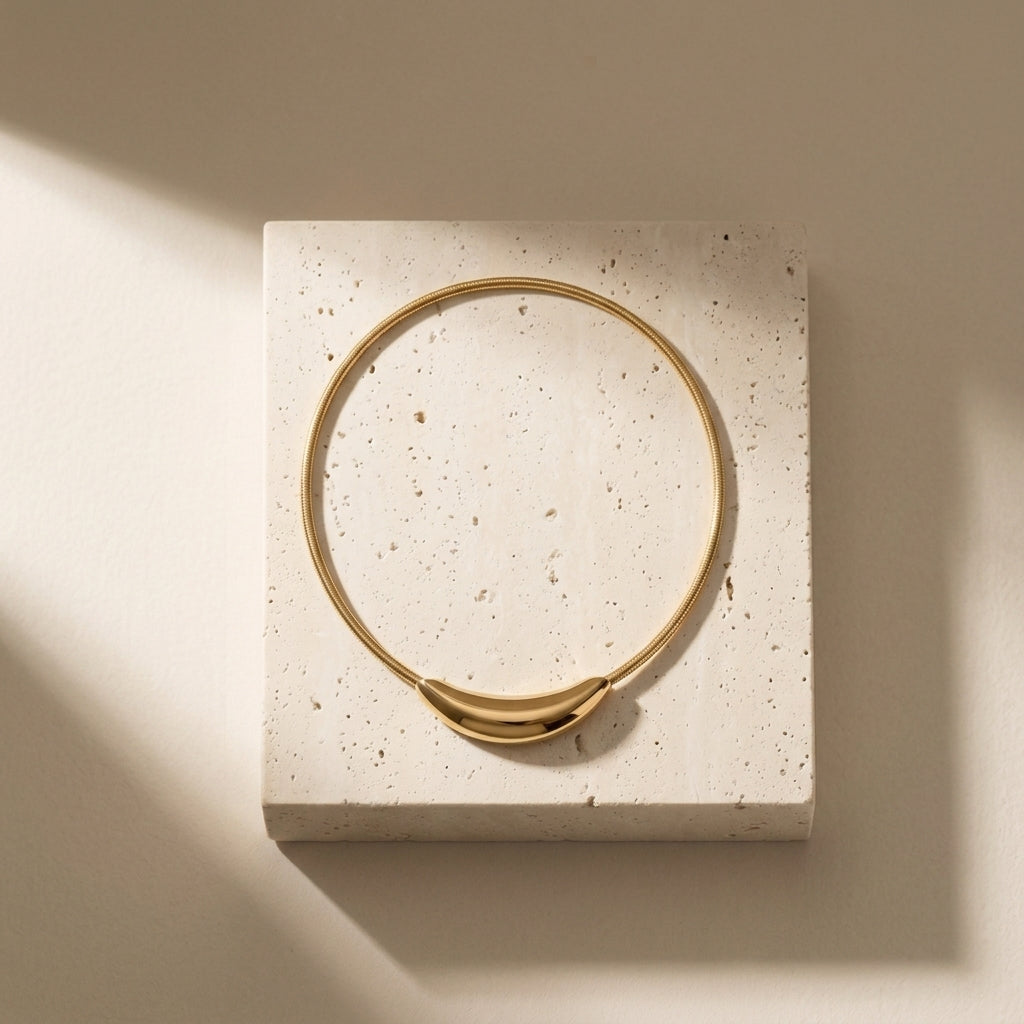 Sculptural Gold Choker Necklace