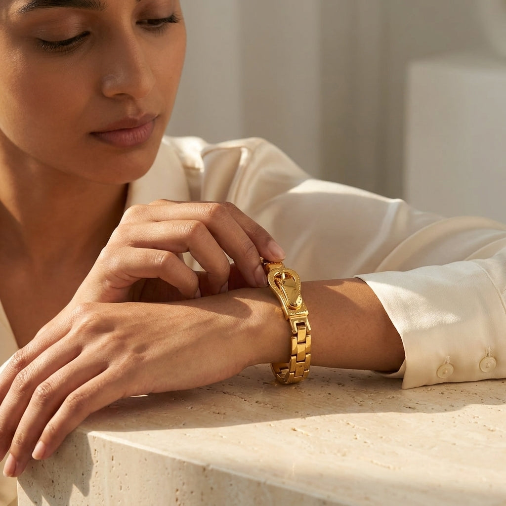 Bold Gold Chain Cuff Bracelet