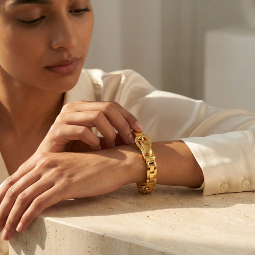 Bold Gold Chain Cuff Bracelet