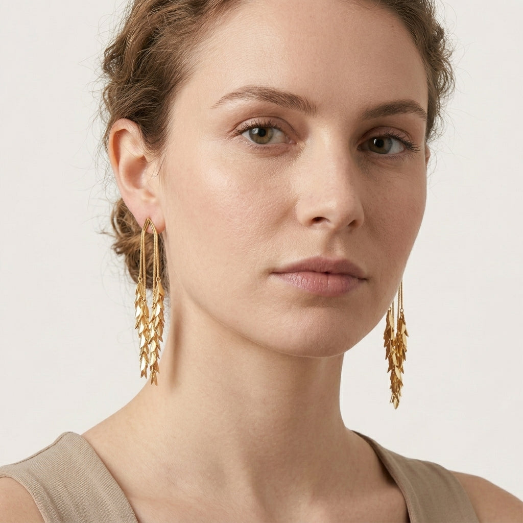 Cascading Leaf Fringe Earrings