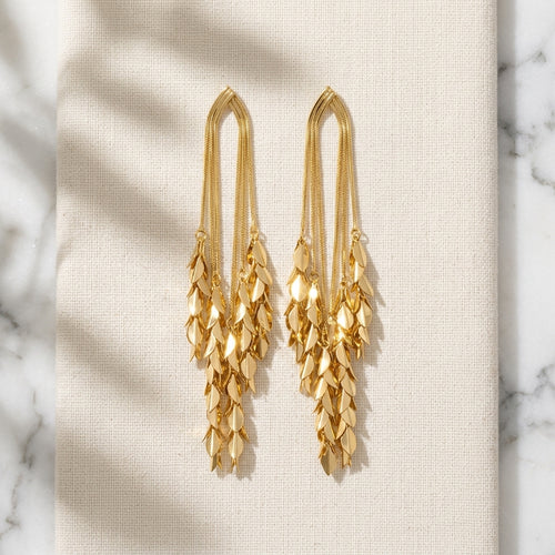 Cascading Leaf Fringe Earrings
